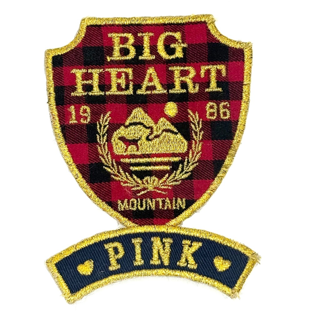 Vintage Victoria's Secret PINK Big Heart Mountain Iron On Patch‎ Buffalo Plaid